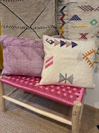 Banc marocain artisanal en bois tressé