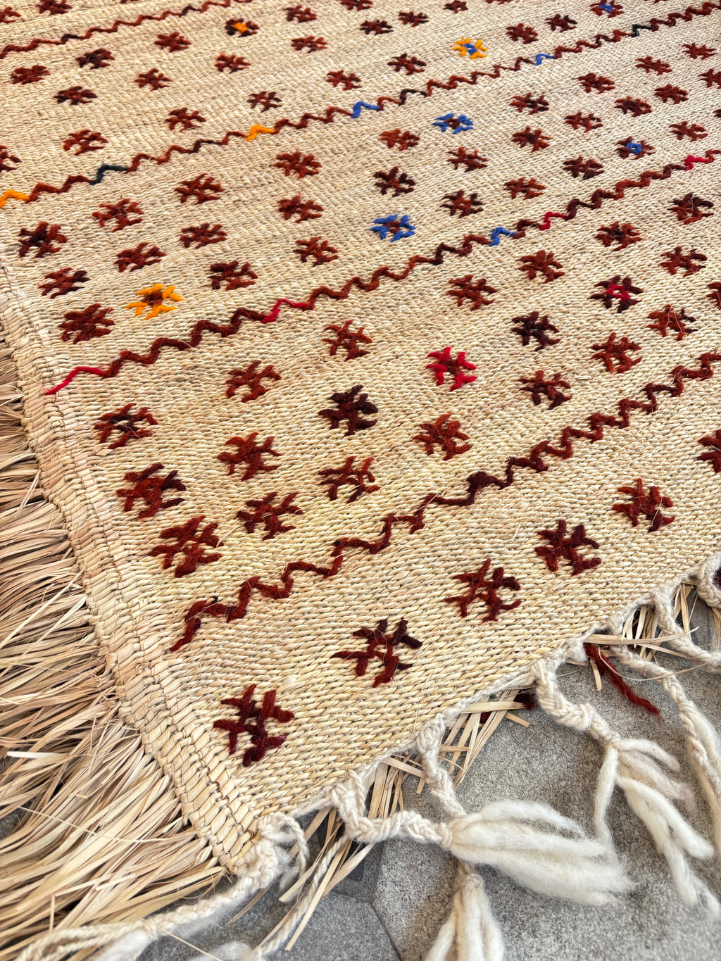 Tapis berbère en paille - Tissé à la main