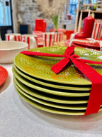 Assiettes en céramique artisanales - rouge ou verte ø 25 cm