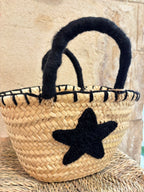 Petit panier en paille brodé - étoile