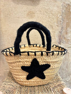 Petit panier en paille brodé - étoile