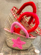 Petit panier en paille brodé - étoile