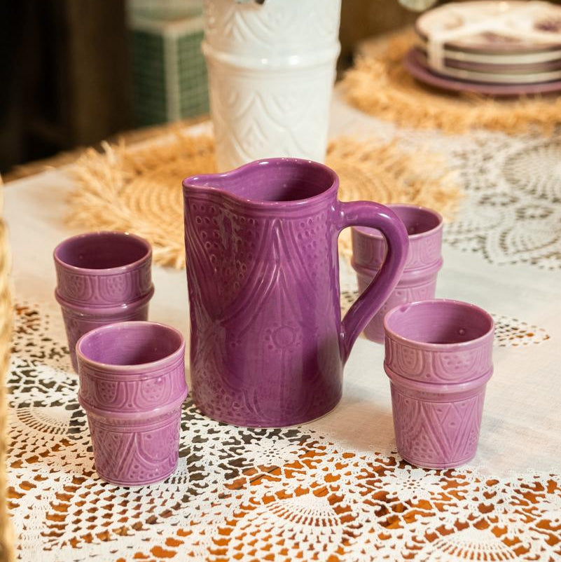 Verre en céramique artisanale – Violet ou Rayé